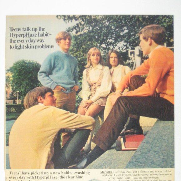 HyperpHaze Liquid Skin Cleanser Vintage Print Ad Teens Fight Skin MOD Fashion - Picture 2 of 2